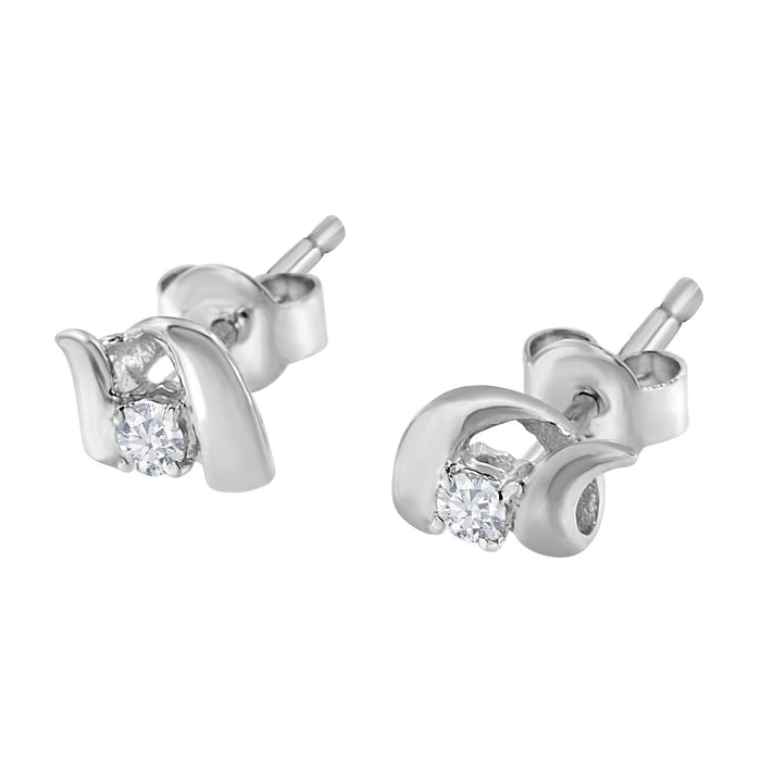 1/10 Ct. T.W. Round Brilliant-Cut Diamond Espira Swirls Solitaire Push Back Stud Earrings in 10K Gold, photo 10