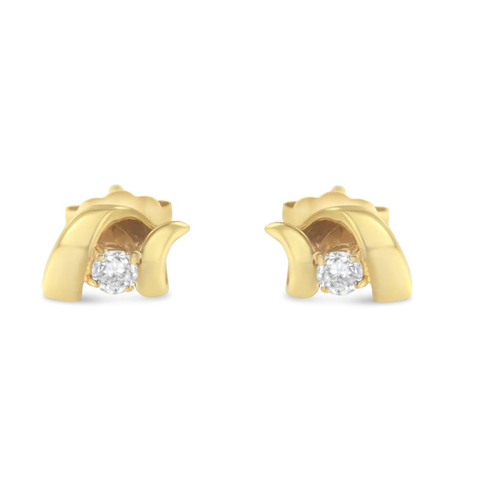 1/10 Ct. T.W. Round Brilliant-Cut Diamond Espira Swirls Solitaire Push Back Stud Earrings in 10K Gold, photo 7