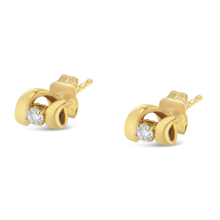 1/10 Ct. T.W. Round Brilliant-Cut Diamond Espira Swirls Solitaire Push Back Stud Earrings in 10K Gold, photo 9