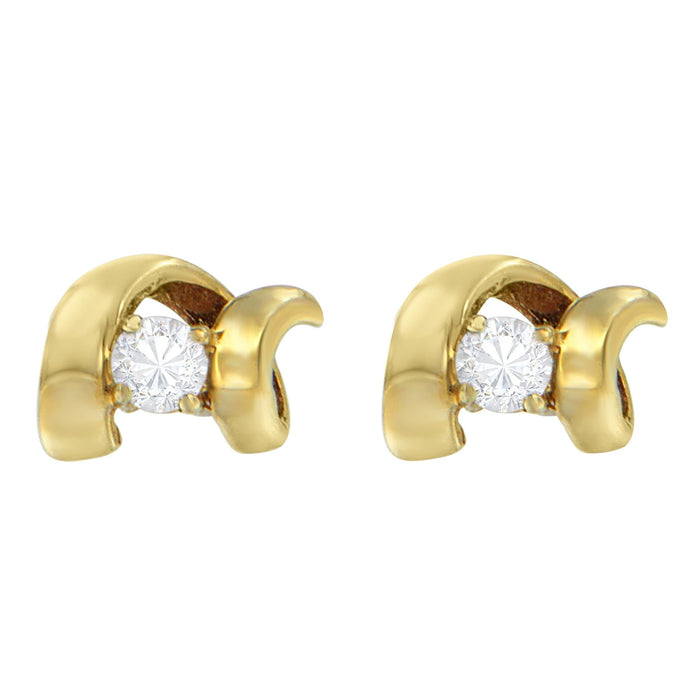 1/10 Ct. T.W. Round Brilliant-Cut Diamond Espira Swirls Solitaire Push Back Stud Earrings in 10K Gold, photo 11