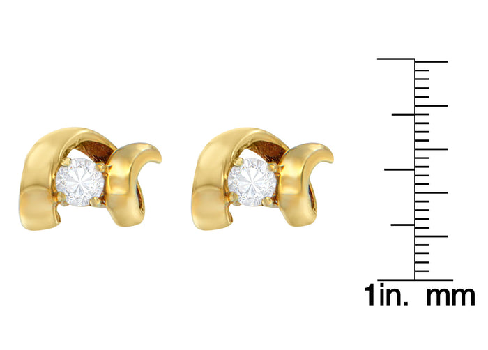1/10 Ct. T.W. Round Brilliant-Cut Diamond Espira Swirls Solitaire Push Back Stud Earrings in 10K Gold, photo 12