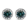 Aretes con diamantes redondos blancos y azules tratados de 1/2 ct. p.t. en oro blanco de 14K, foto 1