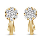 Aretes de botón colgantes de racimo floral con diamantes de 3/4 ct. p.t. en oro de 14K