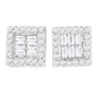 Aretes de botón con diamantes redondos y baguette de 1 ct. p.t. en oro blanco de 14K, foto 1