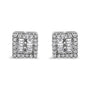 Aretes de botón con diamantes redondos y baguette de 1 ct. p.t. en oro blanco de 14K, foto 2