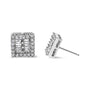 Aretes de botón con diamantes redondos y baguette de 1 ct. p.t. en oro blanco de 14K, foto 4