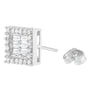Aretes de botón con diamantes redondos y baguette de 1 ct. p.t. en oro blanco de 14K, foto 5