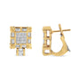 7/8 Ct. T.W. Princess and Baguette-Cut Diamond Square Framed Huggie Hoop Omega Earrings in 14K Yellow Gold, photo 4