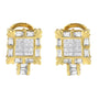 7/8 Ct. T.W. Princess and Baguette-Cut Diamond Square Framed Huggie Hoop Omega Earrings in 14K Yellow Gold, photo 5