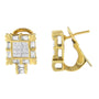7/8 Ct. T.W. Princess and Baguette-Cut Diamond Square Framed Huggie Hoop Omega Earrings in 14K Yellow Gold, photo 6