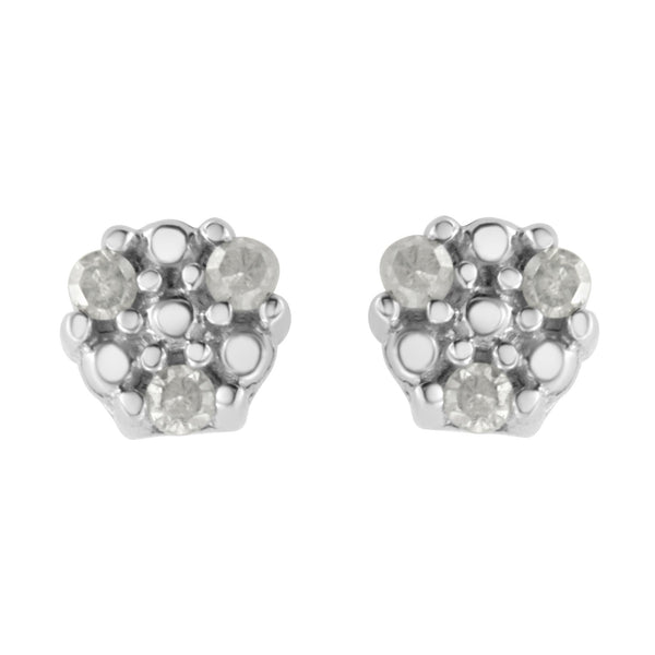 1/10 Ct. T.W. Prong-Set Round-Cut Trio Diamond Stud Earrings in Sterling Silver, photo 1