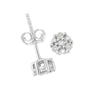 Aretes de botón de trío de garras con diamantes redondos de 1/10 ct. p.t. en plata de ley, foto 5