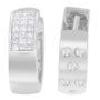 Aretes de aro Huggie con diamantes talla princesa y de talla redonda de 1 1/8 ct. p.t. en oro blanco de 14K, foto 3