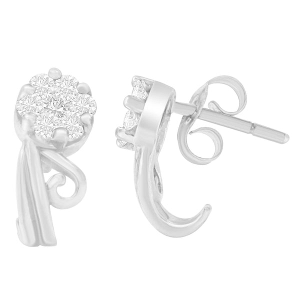 1/2 Ct. T.W. Round-Cut Prong-Set Diamond Earrings in 14K White Gold, photo 2