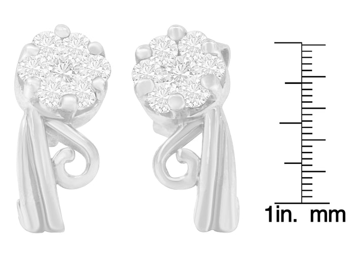 Aretes de garras con diamantes redondos de 1/2 ct. p.t. en oro blanco de 14K, foto 4