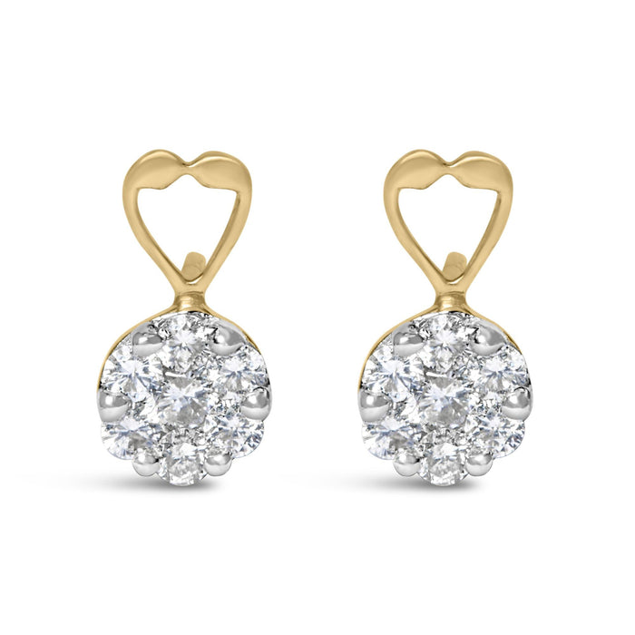 Aretes con diamantes redondos de 1 ct. p.t. en oro amarillo de 14K, foto 1