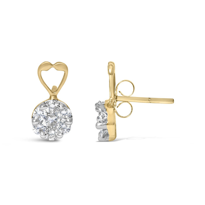 Aretes con diamantes redondos de 1 ct. p.t. en oro amarillo de 14K, foto 4
