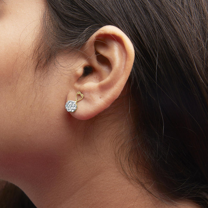 Aretes con diamantes redondos de 1 ct. p.t. en oro amarillo de 14K, foto 3