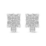 1 Ct. T.W. Princess and Baguette-Cut Diamond Square Framed Huggie Hoop Omega Earrings in 14K White Gold, photo 2