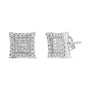 Aretes de botón cuadrados con diamantes talla princesa y redondos de 1 ct. p.t. en oro blanco de 14K, color G-H, claridad SI1-SI2, foto 1