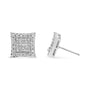 Aretes de botón cuadrados con halo y diamantes redondos y talla princesa de 1 ct. p.t. en oro blanco de 18K, foto 4