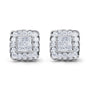 Aretes de botón de halo cuadrado enmarcado de borde festoneado con diamantes de 1 ct. p.t. en oro blanco de 14K, foto 2