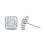 Aretes de botón de halo cuadrado enmarcado de borde festoneado con diamantes de 1 ct. p.t. en oro blanco de 14K, foto 3