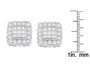 Aretes de botón de halo cuadrado enmarcado de borde festoneado con diamantes de 1 ct. p.t. en oro blanco de 14K, foto 4