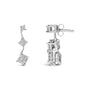 Aretes con diamantes talla princesa de 1 ct. p.t. en oro blanco de 14K, foto 4