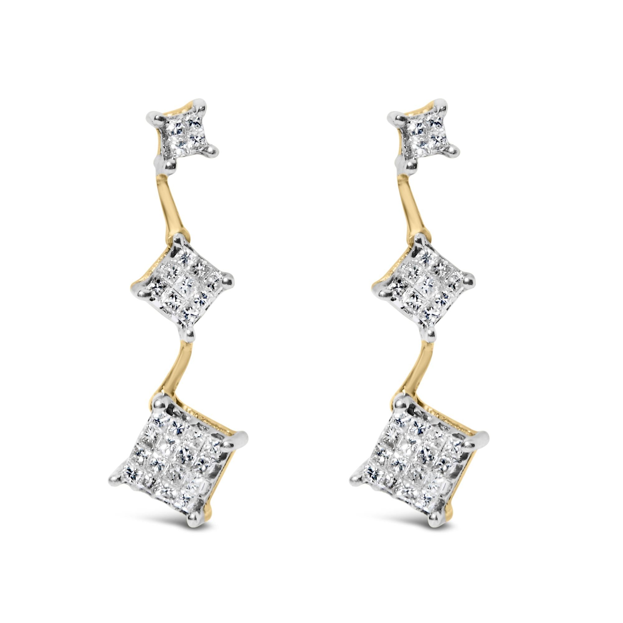 1 Ct. T.W. Princess-Cut Diamond Earrings in 14K Yellow Gold, photo 1