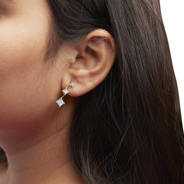 1 Ct. T.W. Princess-Cut Diamond Earrings in 14K Yellow Gold, photo 3