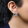 2 Ct. T.W. White and Treated Blue Diamond Oval Shield Omega Back Earrings in 14K White Gold, photo 3