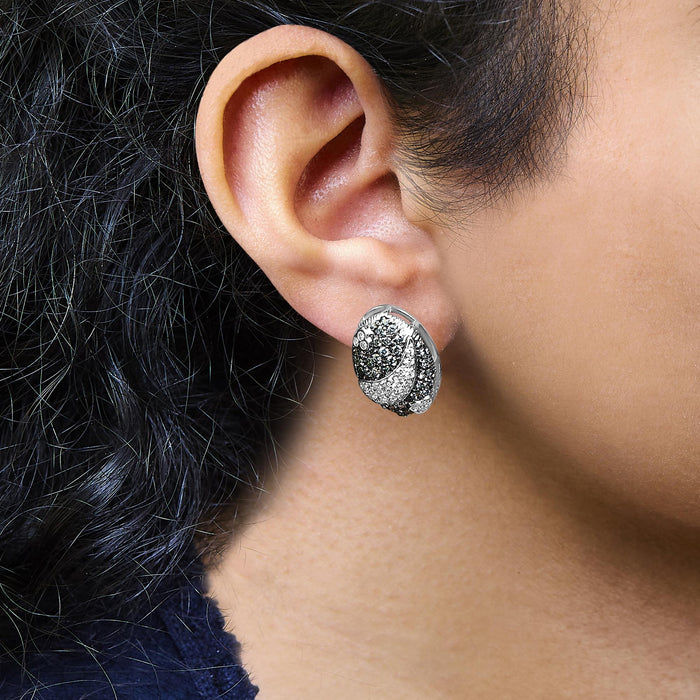 2 Ct. T.W. White and Treated Blue Diamond Oval Shield Omega Back Earrings in 14K White Gold, photo 3