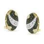 2 1/10 Ct. T.W. Black and White Rhodium over White and Treated Blue Diamond Oval Omega Back Stud Earrings in 14K Yellow Gold, photo 1