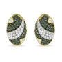 2 1/10 Ct. T.W. Black and White Rhodium over White and Treated Blue Diamond Oval Omega Back Stud Earrings in 14K Yellow Gold, photo 2