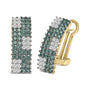 2 Ct. T.W. White and Treated Blue Diamond Four-Row Pavé Omegaback Earrings in 14K Yellow Gold, photo 2