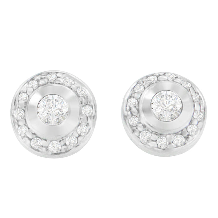 Aretes con diamantes redondos de 1/3 ct. p.t. en oro blanco de 14K, foto 1