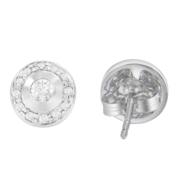 Aretes con diamantes redondos de 1/3 ct. p.t. en oro blanco de 14K, foto 2