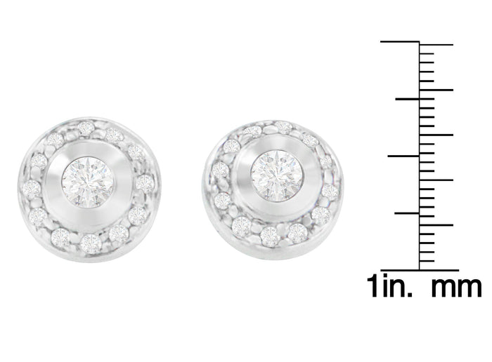 Aretes con diamantes redondos de 1/3 ct. p.t. en oro blanco de 14K, foto 4