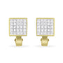 Aretes Huggie cuadrados con diamantes talla princesa de engaste invisible de 3 1/5 ct. p.t. en oro amarillo de 14K, color G-H, claridad VS1-VS2, foto 1