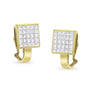 Aretes Huggie cuadrados con diamantes talla princesa de engaste invisible de 3 1/5 ct. p.t. en oro amarillo de 14K, color G-H, claridad VS1-VS2, foto 4