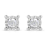 Aretes de botón solitarios Miracle-Set con diamantes redondos talla brillante de 1 ct. p.t. en plata de ley, foto 1