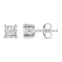 Aretes de botón solitarios Miracle-Set con diamantes redondos talla brillante de 1 ct. p.t. en plata de ley, foto 2