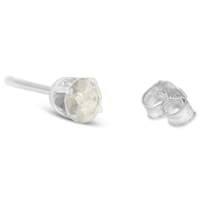 Aretes de botón clásicos de 4 garras con diamantes sal y pimienta talla redonda en plata de ley, foto 7
