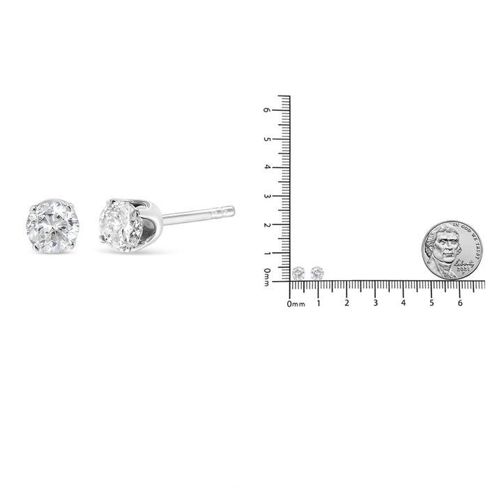 Aretes de botón clásicos de 4 garras con diamantes sal y pimienta talla redonda en plata de ley, foto 11