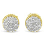 Aretes de botón de racimo floral Miracle-Set con diamantes talla rosa de 1/7 ct. p.t. en oro amarillo de 10K sobre plata, foto 1