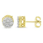 Aretes de botón de racimo floral Miracle-Set con diamantes talla rosa de 1/7 ct. p.t. en oro amarillo de 10K sobre plata, foto 2