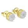 Aretes de botón de racimo floral Miracle-Set con diamantes talla rosa de 1/7 ct. p.t. en oro amarillo de 10K sobre plata, foto 4