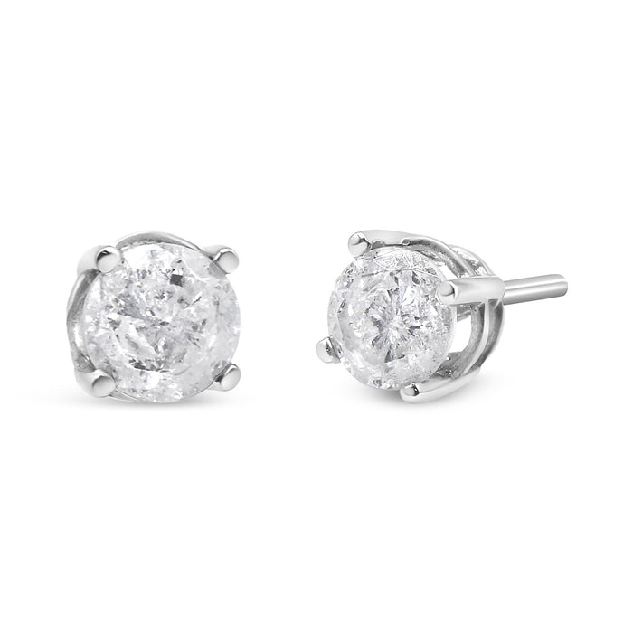 Aretes de botón clásicos de 4 garras con diamantes sal y pimienta talla redonda en plata de ley, foto 6
