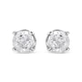 Aretes de botón clásicos de 4 garras con diamantes sal y pimienta talla redonda en plata de ley, foto 9